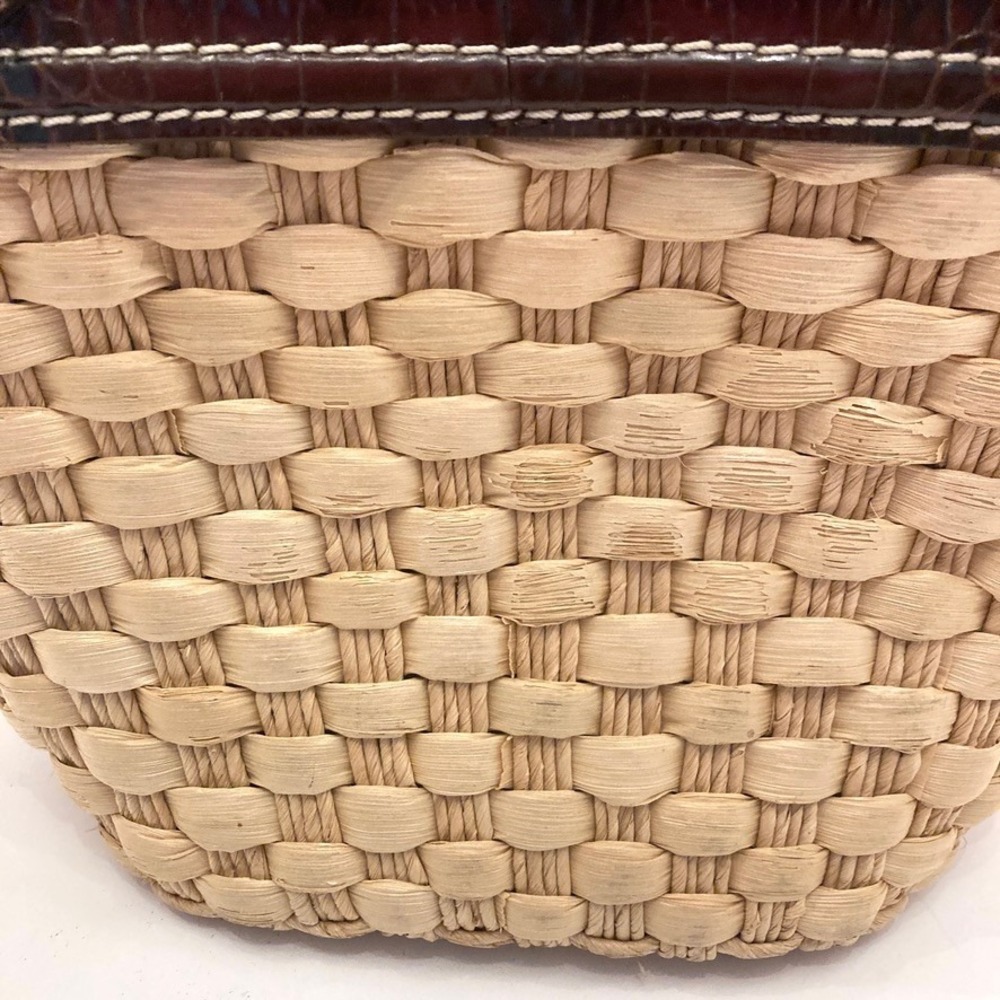 Brighton Candice Straw Beige Leather Shoulder Bag Purse Charm Zip Top - Picture 8 of 14